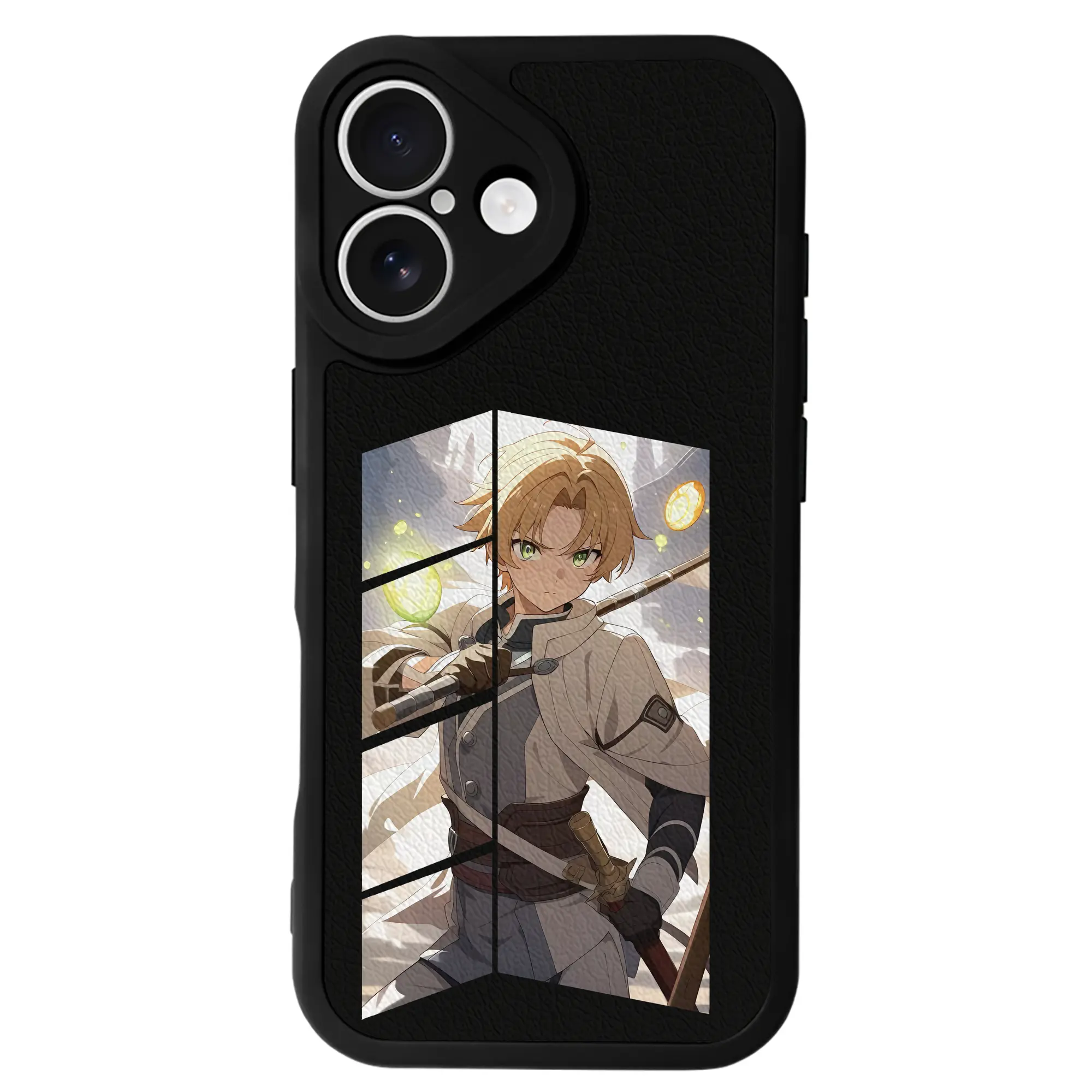 無職転生 グッズ,ルーデウス・グレイラット - IPhone 16シリーズ対応 ・ シリコンスマホケース ・ レザー調 ・ 高精度フィット ・ 耐衝撃 ・ ワイヤレス充電対応 ・ 精密カット